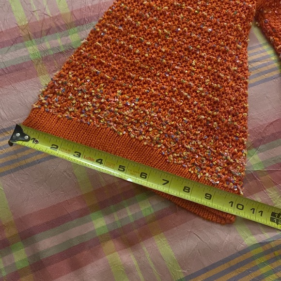 Swap Inside -Orange crochet open knit sweater cardigan size XL - Picture 10 of 13